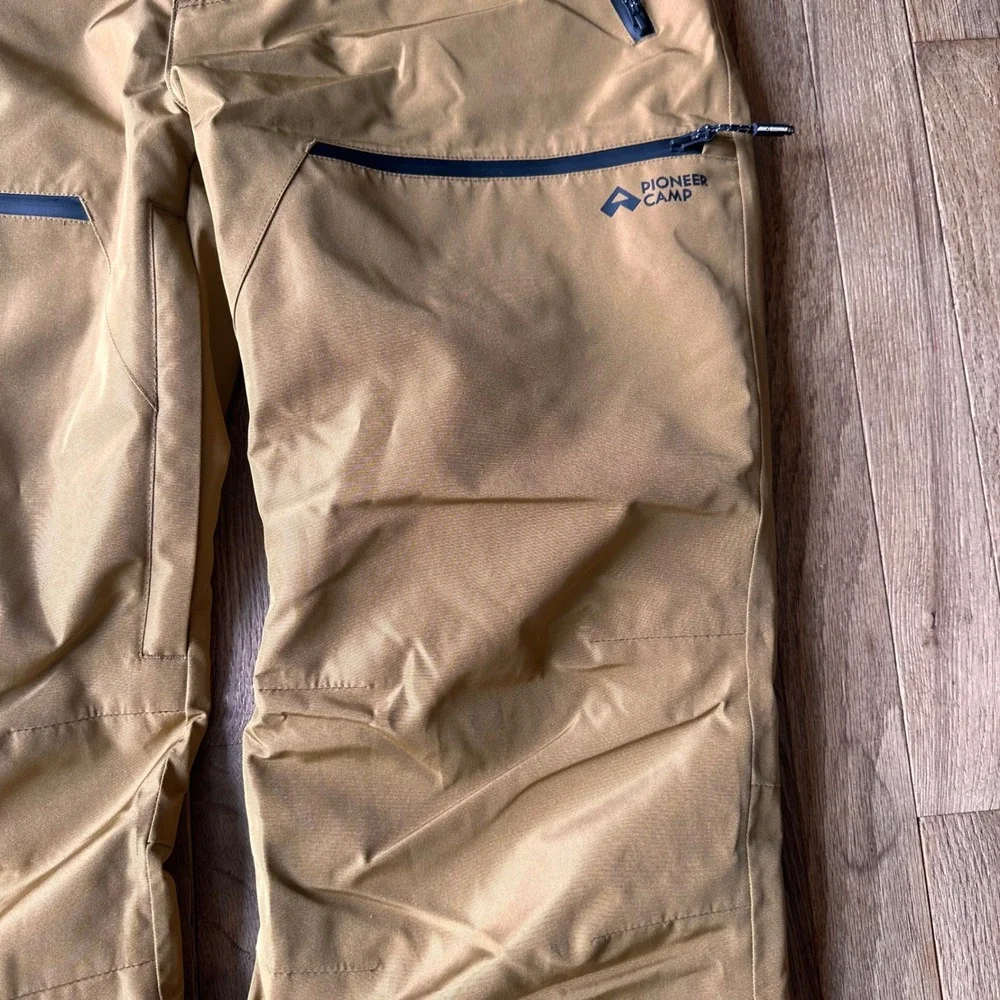 Pioneer Camp Ski Snow Pants Mens M Suspender Waterproof Tan Brown Modern Winter